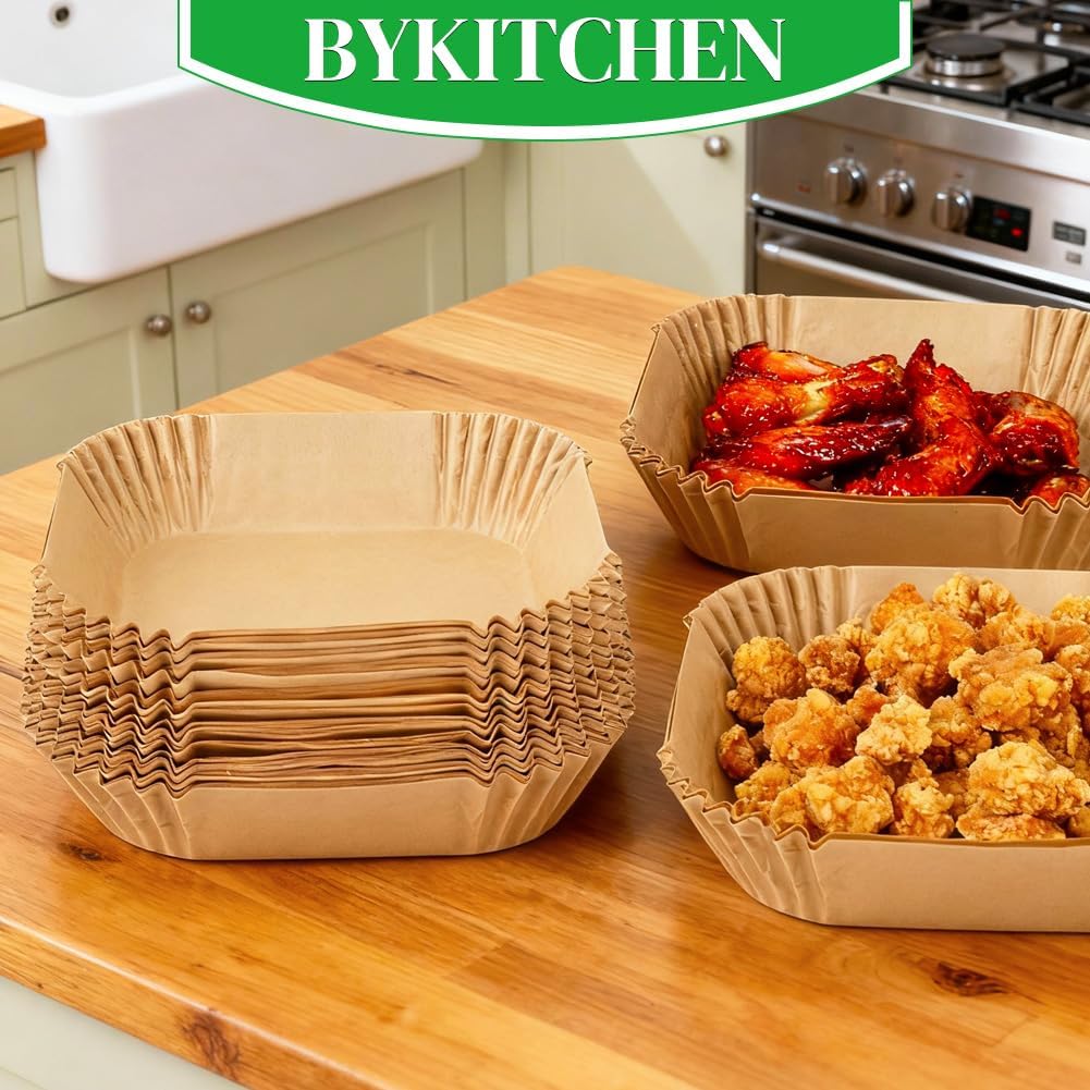 BYKITCHEN 8in Square Disposable Air Fryer Liners, 300PCS Parchment Paper
