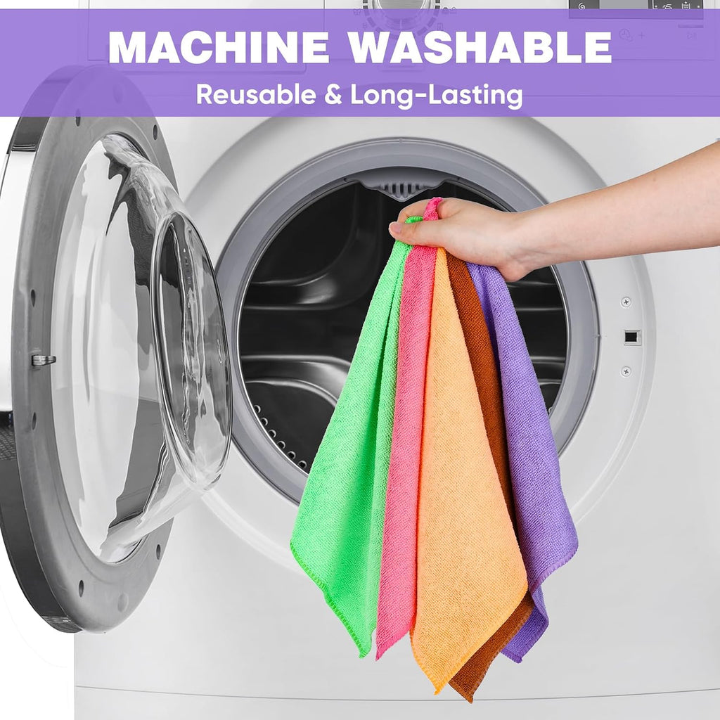 10 Colors Microfiber Cleaning Cloths, 10 Pack Assorted Cleaning Rags