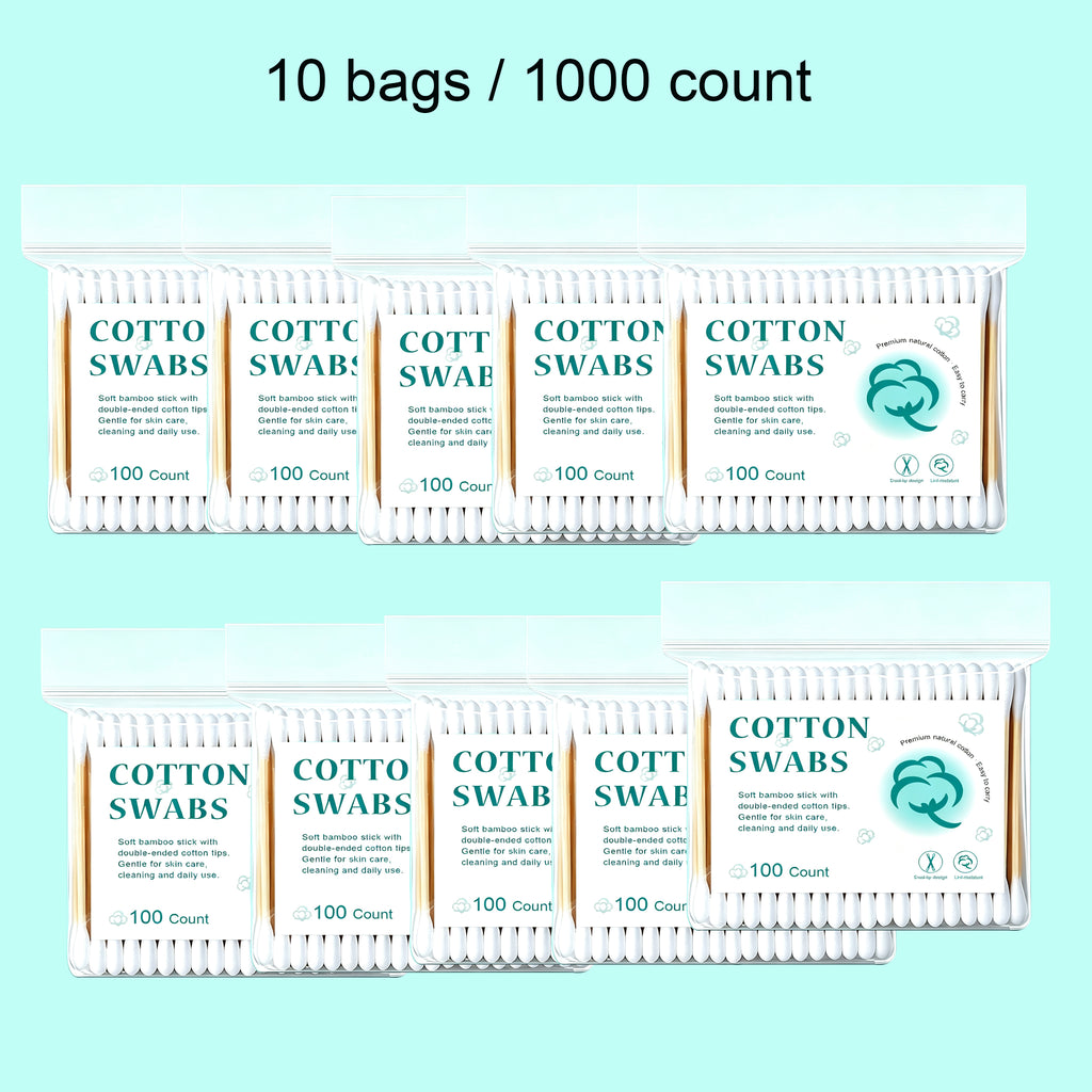 Cotton Swabs 1000 Count, Bamboo Sticks Soft Double Tips