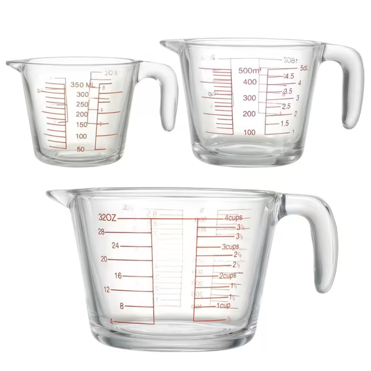 (1/3-PCS) Glass Measuring Cups(11.83oz 16.91oz 33.81oz)