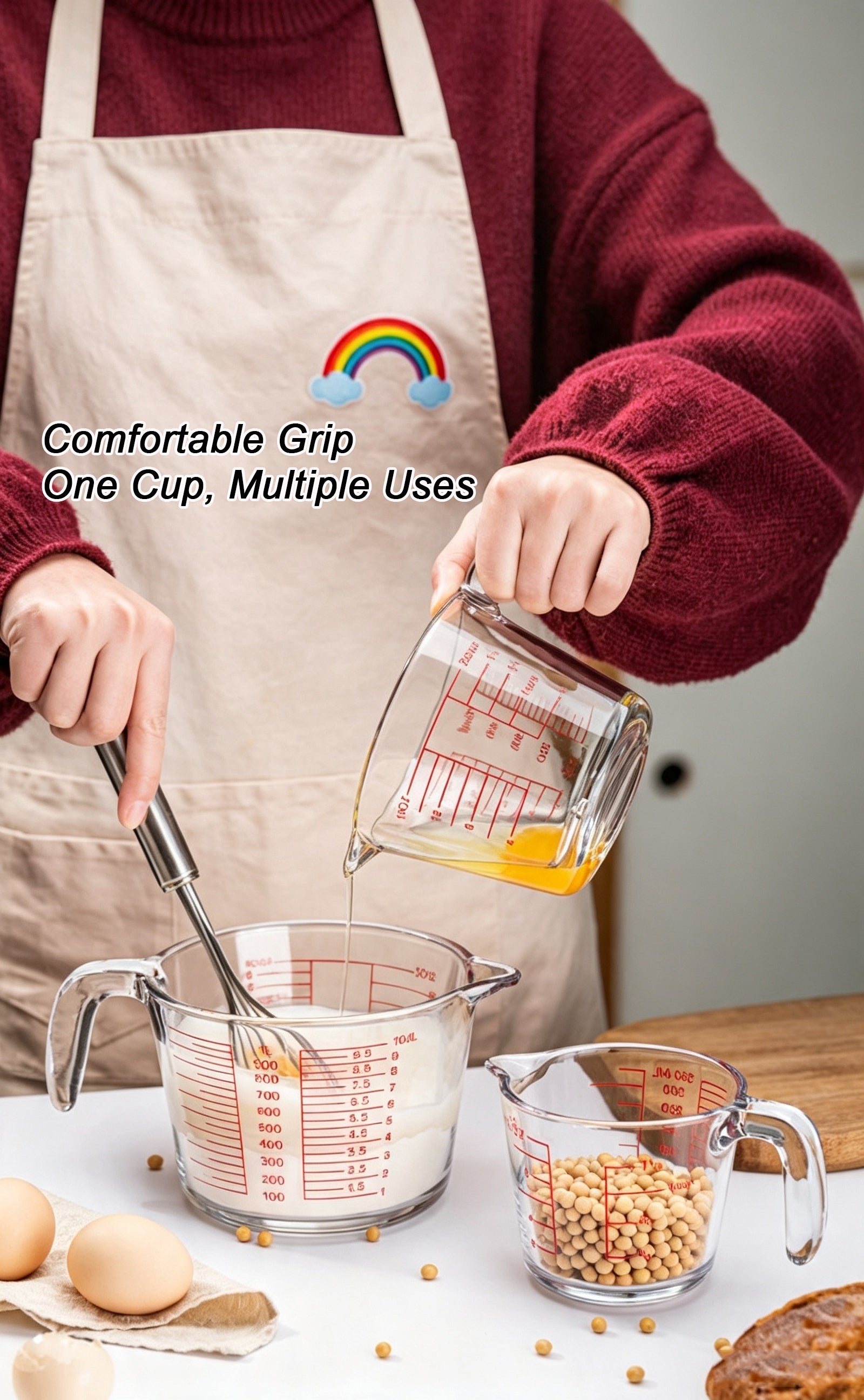 (1/3-PCS) Glass Measuring Cups(11.83oz 16.91oz 33.81oz)