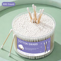 500 Count Double Round Thick Tips Cotton Swabs, Strong Bamboo Sticks