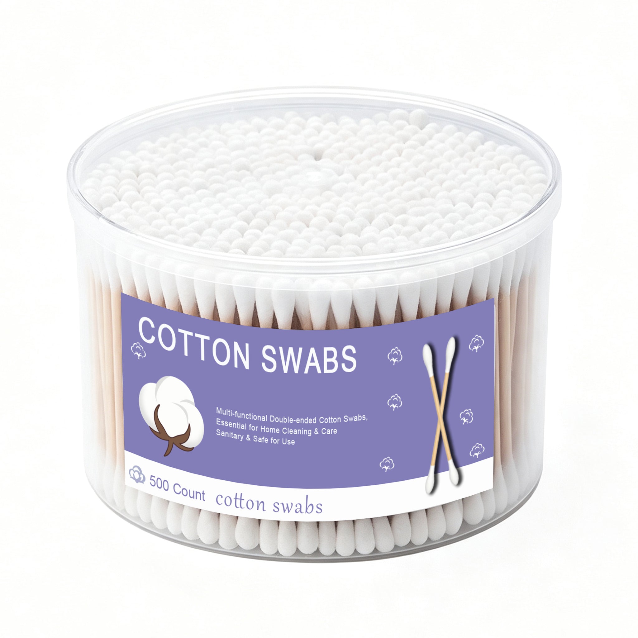 500 Count Double Round Thick Tips Cotton Swabs, Strong Bamboo Sticks