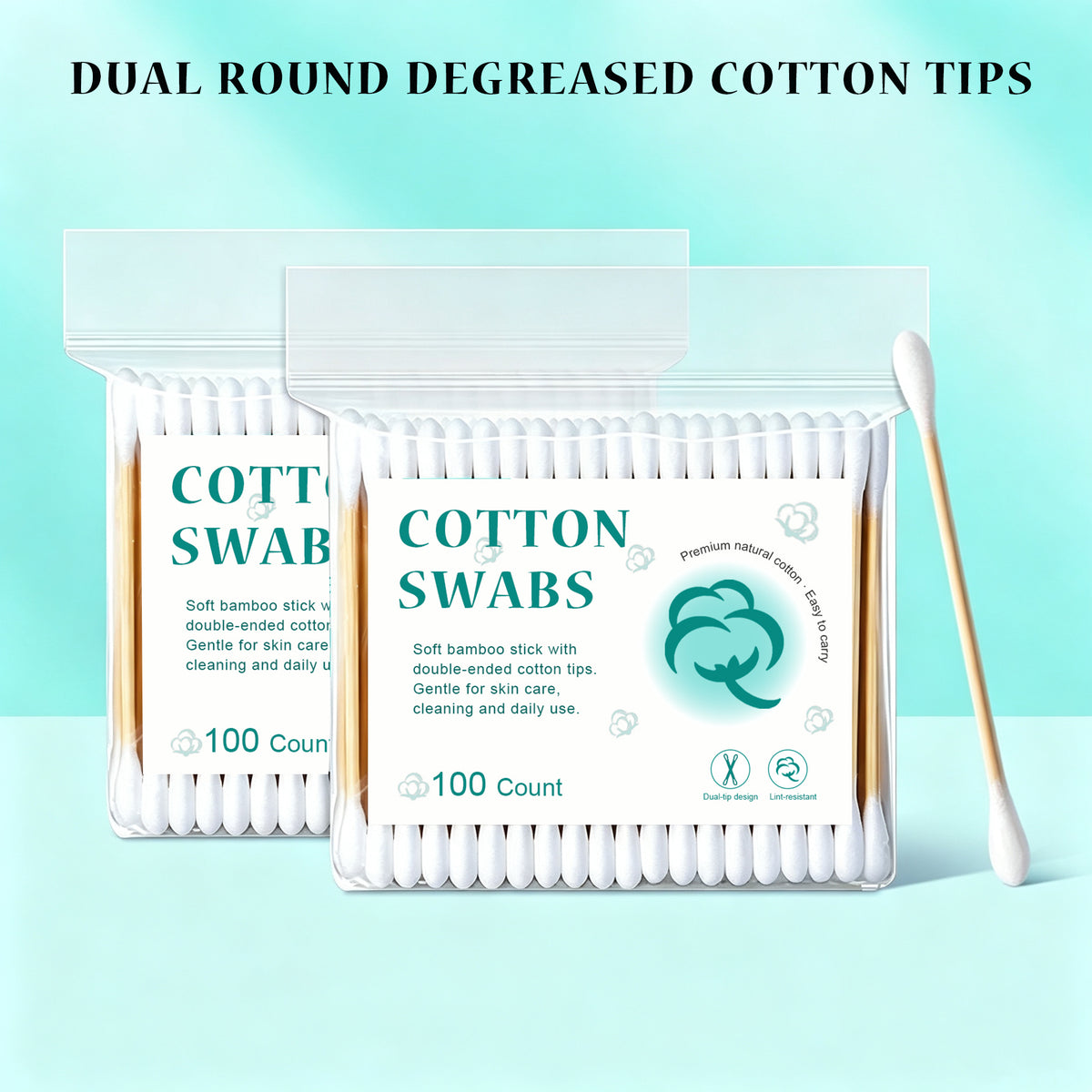 Cotton Swabs 1000 Count, Bamboo Sticks Soft Double Tips