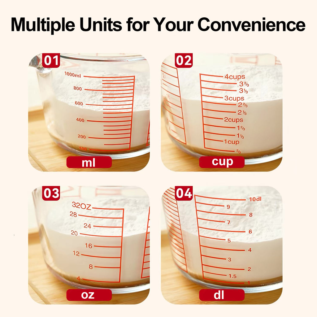 (1/3-PCS) Glass Measuring Cups(11.83oz 16.91oz 33.81oz)