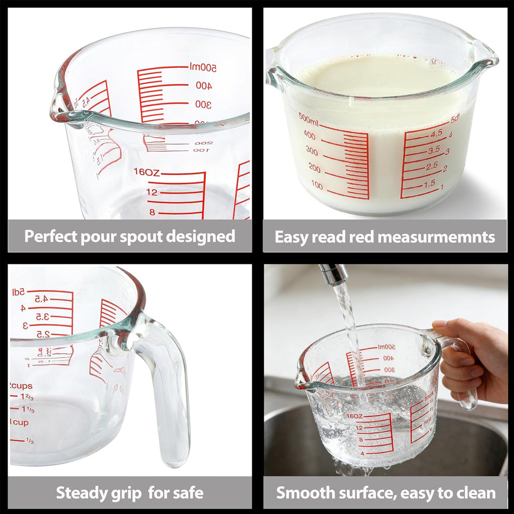 (1/3-PCS) Glass Measuring Cups(11.83oz 16.91oz 33.81oz)