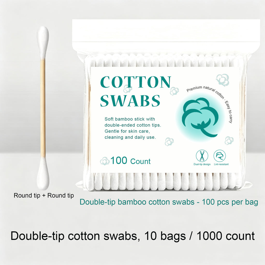 Cotton Swabs 1000 Count, Bamboo Sticks Soft Double Tips