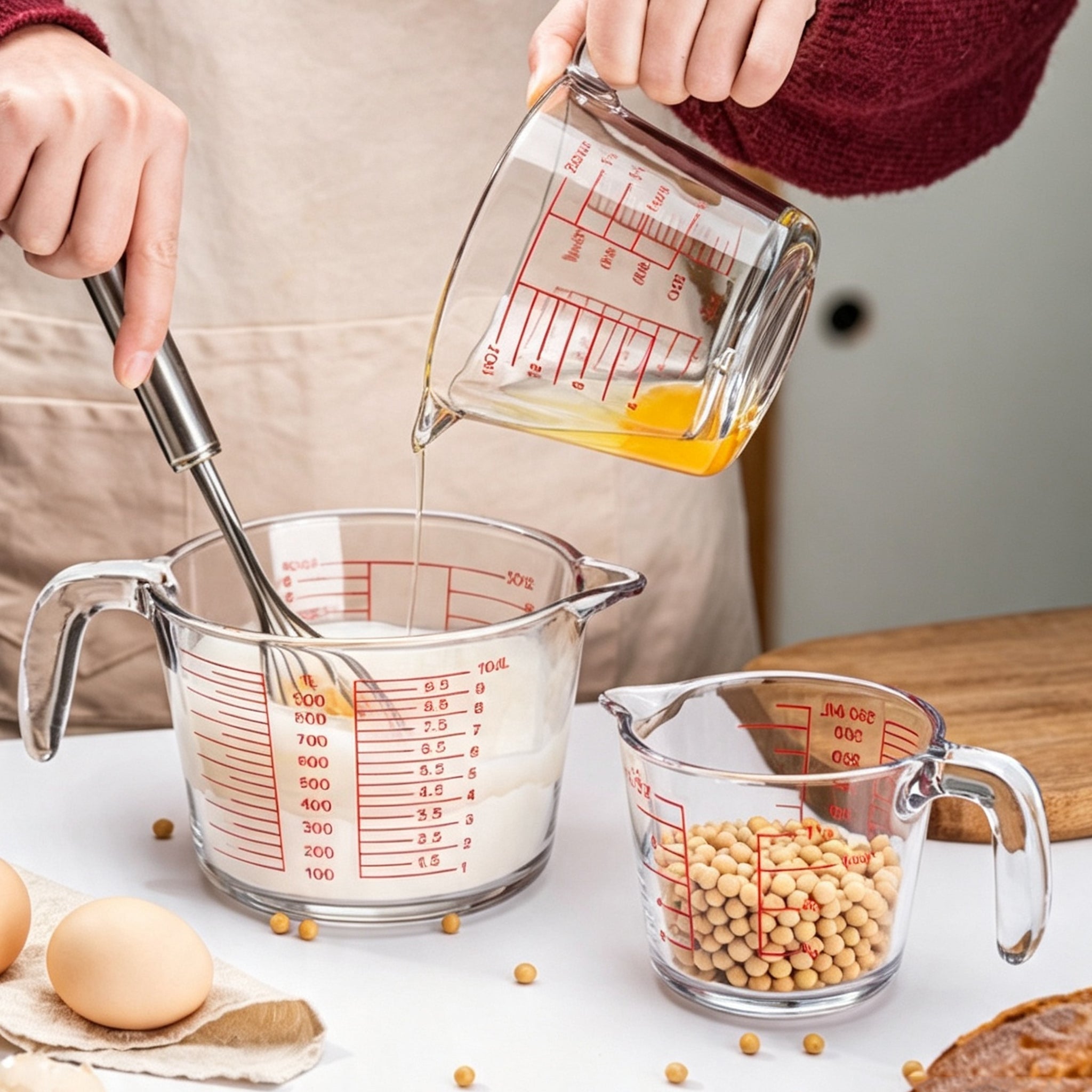 (1/3-PCS) Glass Measuring Cups(11.83oz 16.91oz 33.81oz)
